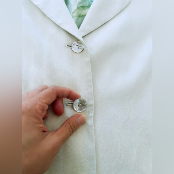 Tommy Bahama Blazer Business Cream Pockets Work Women's Silk‎ Long Sleeve SZ 16 - Picture 5 of 6